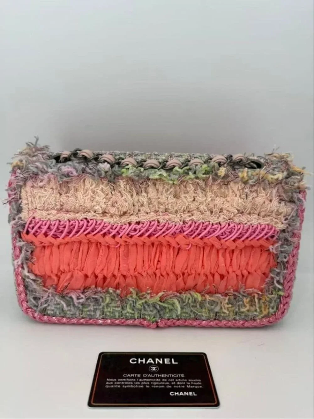 Chanel Multicolor Tweed Braided Flap Bag